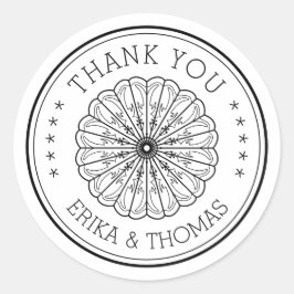 ミニマモダンリストありがとうラインアートフラワー ラウンドシール