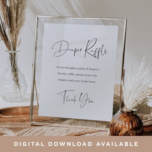 ミニマモダンリストおむつラッフル赤ちゃんシャワーサイン ポスター