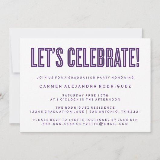 ミニマモダンリストおめでとう卒業招待状 招待状 (裏面)