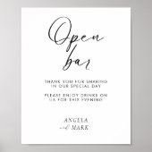ミニマモダンリストおもしろいオープンバー結婚のサイン ポスター (正面)