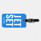 ミニマモダンリストおもしろいジェットセはっきりしたットネオンブルー ラゲッジタグ (正面横)