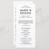 ミニマモダンリストお洒落シンプル結婚式 プログラム (正面/裏面)