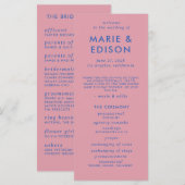 ミニマモダンリストお洒落シンプル結婚式 プログラム (正面/裏面)
