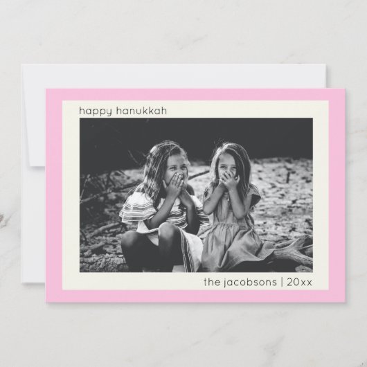 ミニマモダンリストかわいいピンクのハヌカー写真 シーズンカード (正面)