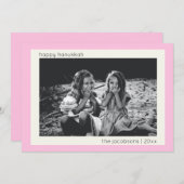 ミニマモダンリストかわいいピンクのハヌカー写真 シーズンカード (正面/裏面)