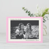 ミニマモダンリストかわいいピンクのハヌカー写真 シーズンカード (スタンド正面)