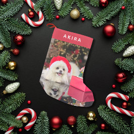 ミニマモダンリストかわいい犬のペットの写真 スモールクリスマスストッキング