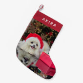 ミニマモダンリストかわいい犬のペットの写真 スモールクリスマスストッキング (正面 (吊り時))