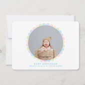 ミニマモダンリストかわいい花男の赤ちゃん写真誕生 案内状 (正面)