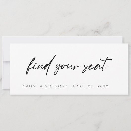 ミニマモダンリストが座席のヘッダーカードを見つける 招待状 (正面)