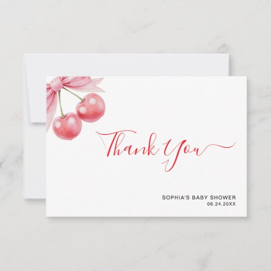 ミニマモダンリストさくらんぼベビーシャワー サンキューカード (正面)