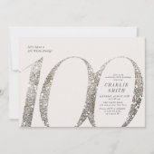 ミニマモダンリストすべての白パーティー100歳の誕生日 招待状 (正面)