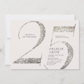 ミニマモダンリストすべての白パーティー25歳の誕生日 招待状 (正面)