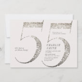 ミニマモダンリストすべての白パーティー55歳の誕生日 招待状 (正面)