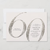 ミニマモダンリストすべての白パーティー60歳の誕生日 招待状 (正面)