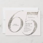 ミニマモダンリストすべての白パーティー65歳の誕生日 招待状 (正面)