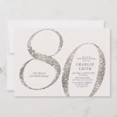 ミニマモダンリストすべての白パーティー80歳の誕生日 招待状 (正面)