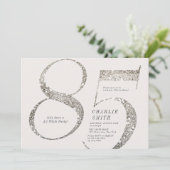 ミニマモダンリストすべての白パーティー85歳の誕生日 招待状 (スタンド正面)