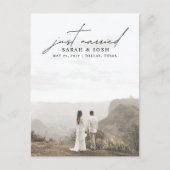 ミニマモダンリストたった今結婚しました結婚写真 案内ポストカード (正面)