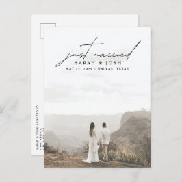 ミニマモダンリストたった今結婚しました結婚写真 案内ポストカード