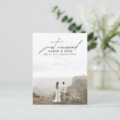 ミニマモダンリストたった今結婚しました結婚写真 案内ポストカード (スタンド正面)