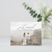 ミニマモダンリストたった今結婚しました結婚写真 案内ポストカード (スタンド正面)