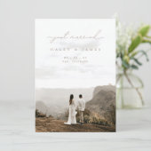 ミニマモダンリストたった今結婚しました結婚写真 案内状 (スタンド正面)