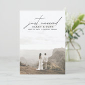 ミニマモダンリストたった今結婚しました結婚写真 案内状 (スタンド正面)