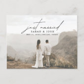 ミニマモダンリストたった今結婚しました結婚写真Annou 案内ポストカード (正面)