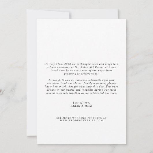 ミニマモダンリストたった今結婚しました結婚写真Annou 案内状 (裏面)