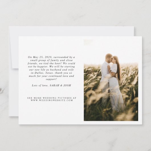 ミニマモダンリストたった今結婚しました2写真結婚のアン 案内状 (裏面)