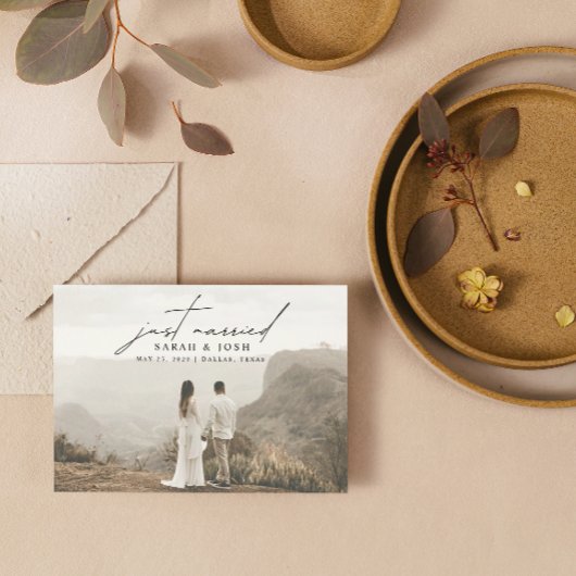 ミニマモダンリストたった今結婚しました2結婚写真 案内状