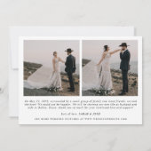 ミニマモダンリストたった今結婚しました3結婚写真のAn 案内状 (裏面)