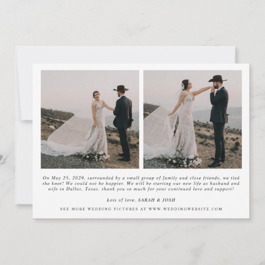 ミニマモダンリストたった今結婚しました3結婚写真のAn 案内状 (裏面)