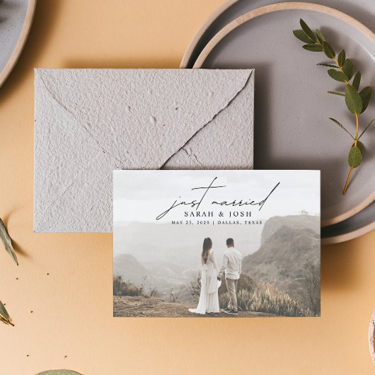 ミニマモダンリストたった今結婚しました3結婚写真のAn 案内状