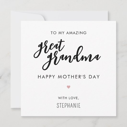 ミニマモダンリストと素晴らしおばあちゃんの母の日 カード (正面)