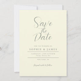 ミニマモダンリストのアイボリー結婚式の日付を保存 招待状