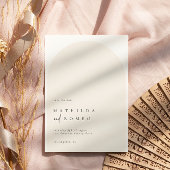 ミニマモダンリストのアーチベージュの結婚式は日付を保存 招待状