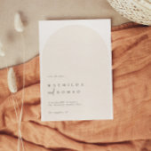 ミニマモダンリストのアーチベージュの結婚式は日付を保存 招待状