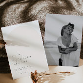 ミニマモダンリストのアーチベージュの結婚式は日付を保存 招待状