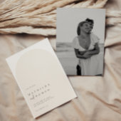 ミニマモダンリストのアーチベージュの結婚式は日付を保存 招待状