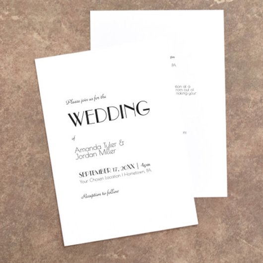 ミニマモダンリストのアールデコ全結婚体 招待状