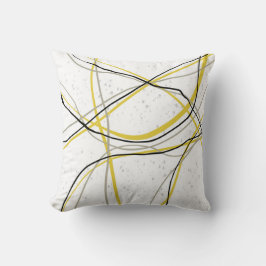 ミニマモダンリストのイエローグレーとブラックラインアート クッション