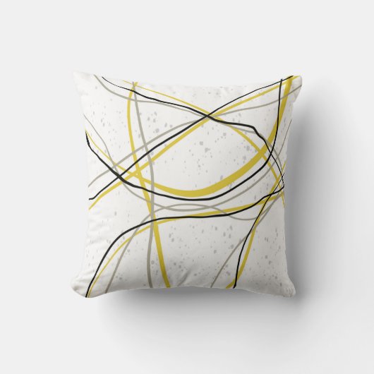 ミニマモダンリストのイエローグレーとブラックラインアート クッション (正面)