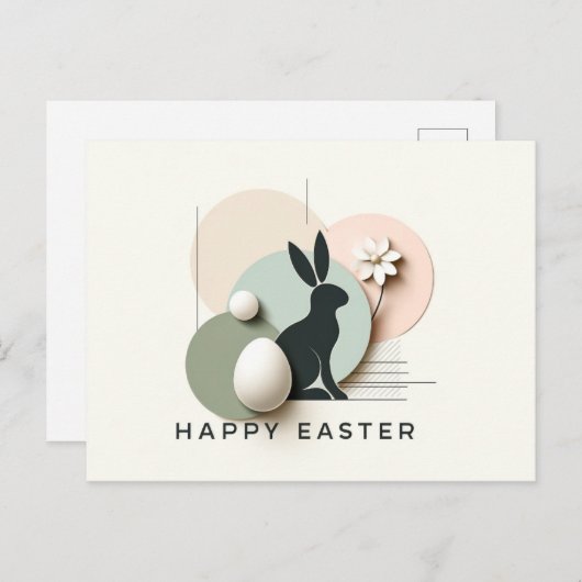 ミニマモダンリストのイースター葉書 ポストカード (正面/裏面)