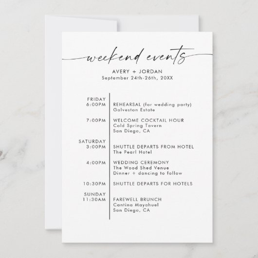 ミニマモダンリストのウェルカムレターイベントカード 招待状 (正面)