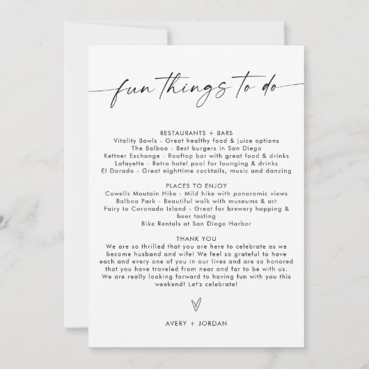 ミニマモダンリストのウェルカムレターイベントカード 招待状 (裏面)