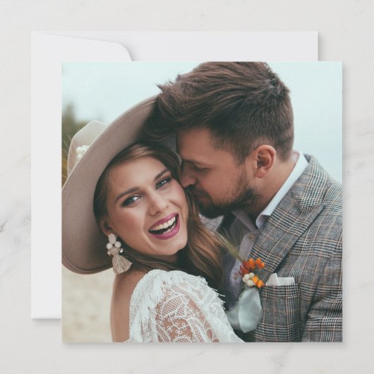 ミニマモダンリストのエレガントな結婚式の写真 セーブザデート (裏面)