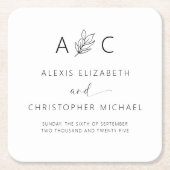 ミニマモダンリストのエレガントな結婚式 スクエアペーパーコースター (正面)