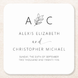 ミニマモダンリストのエレガントな結婚式 スクエアペーパーコースター